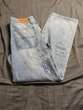Guess Men's Light Blue Relaxed Carpenter Jeans